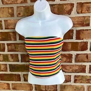 American Eagle Outfitters multi color striped Sleeveless stretch Crop Top. Small
